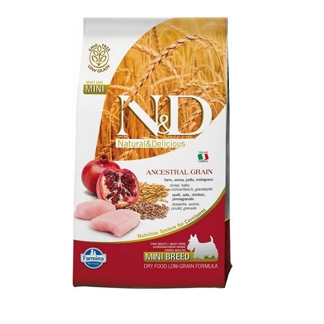 N&D Low Grain Adult Mini Pui si Rodie, 7 kg