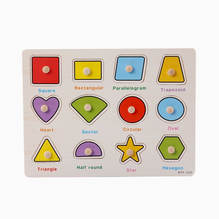 Oktató puzzle gyerekeknek, fa, MTF-029, 12 db, 3 éves kor felett, 30 x 22 cm