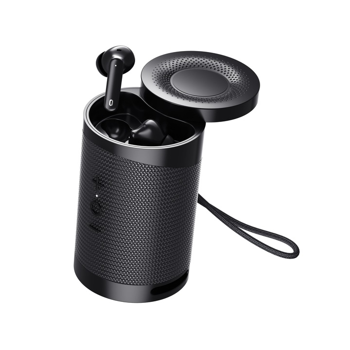 Колонка със слушалки BEMI, 2в1, Преносима, Bluetooth 5.1, Микрофон, Черна