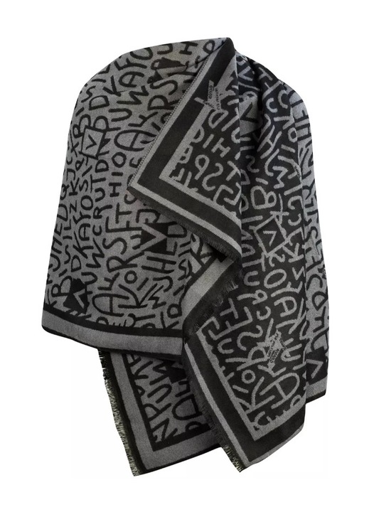 Esarfa de dama, Agrafka, 13282-uniw, 200 cm, Bumbac, Negru, Gri