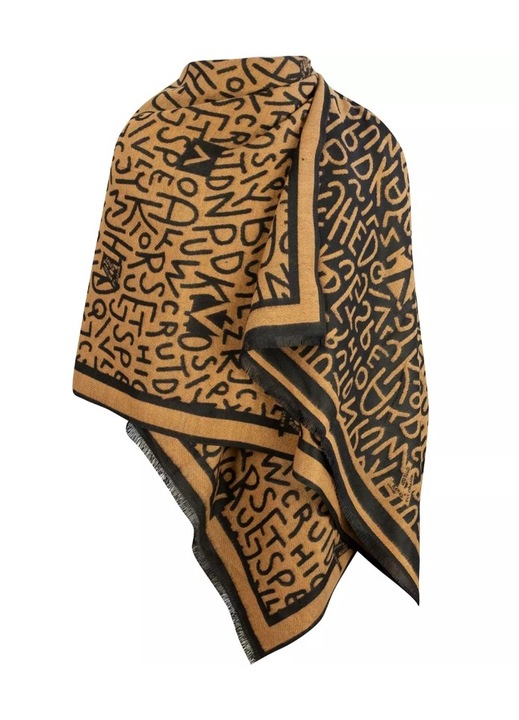 Esarfa de dama, Agrafka, 13279-uniw, 200 cm, Bumbac, Negru, Portocaliu