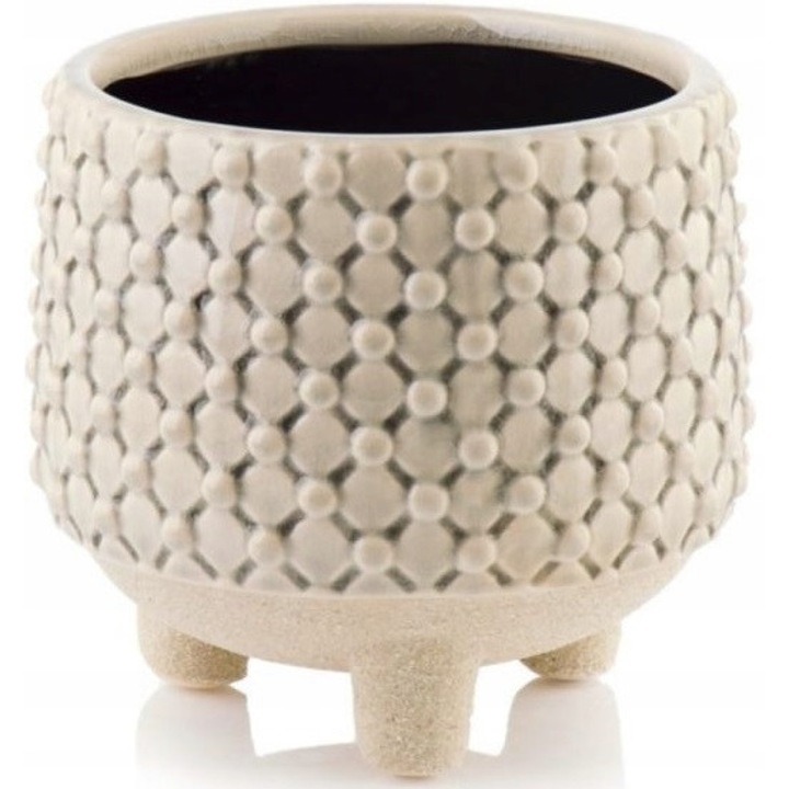 Ghiveci cu picioare, Polnix, Ceramica, 16 x 14 cm, Crem