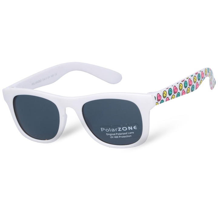 Gyermek napszemüveg, Born86, Műanyag, Polarizált lencsék, UV400, 4-8 év, Fehér
