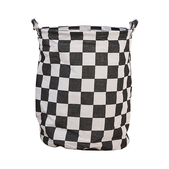 Cos pentru depozitare, LPAILON, Bumbac/Polietilena, Pliabil, Rezistent la apa, Alb/Negru, 40x50cm