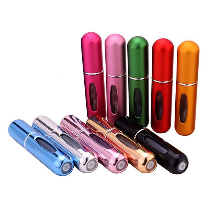 Set 10 sticle de parfum, LPAILON, Portabile, Aluminiu/Plastic, 5ml, Multicolor