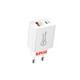 KINSI Mobiltelefon töltő, PD20W QC3.0 kétportos gyorstöltő, töltőfej adapter, fehér