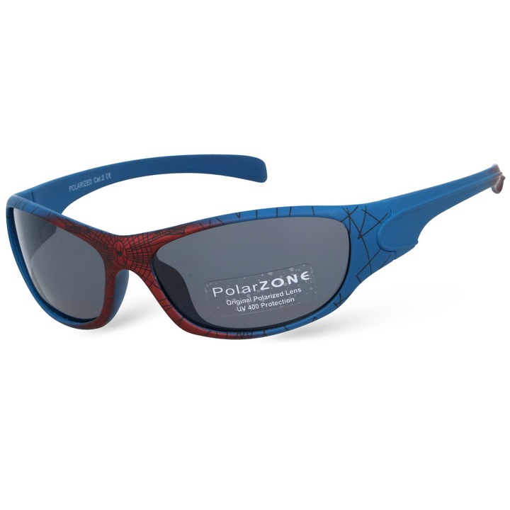 Детски слънчеви очила, Born86, Пластмаса, Поляризирани стъкла, UV400, 4-8 години, Син/Червен