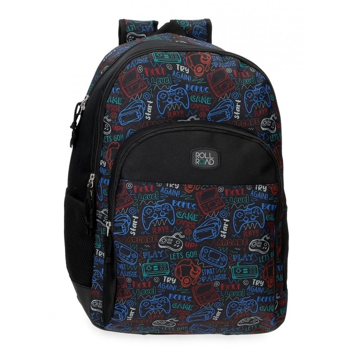 Rucsac scoala baieti Roll Road Next Level, 2 compartimente, 33x44x17 cm