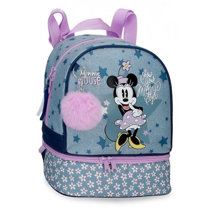 Ghiozdan gradinita fete, Minnie Style, compartiment termic, 23x28x13 cm
