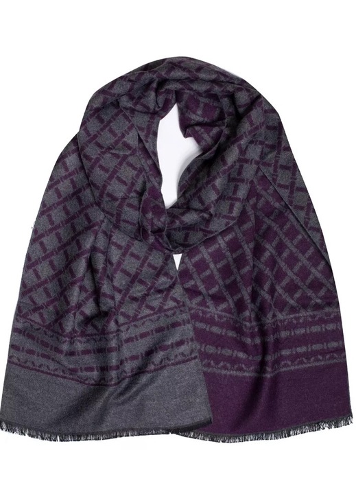 Esarfa de dama, Agrafka, 200 cm, Acril, Mov, Gri
