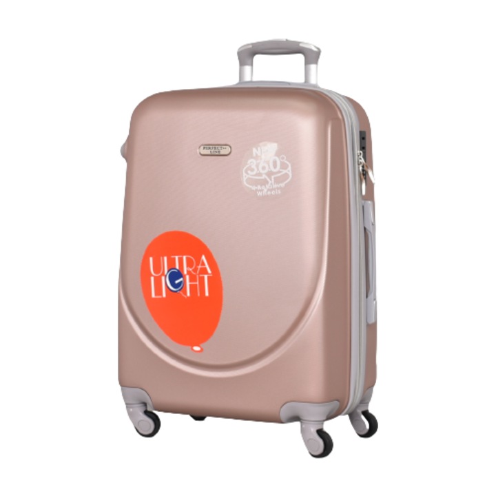 Куфар Perfect line ABS 1217, 65/28/44 см, Разширител, Розов