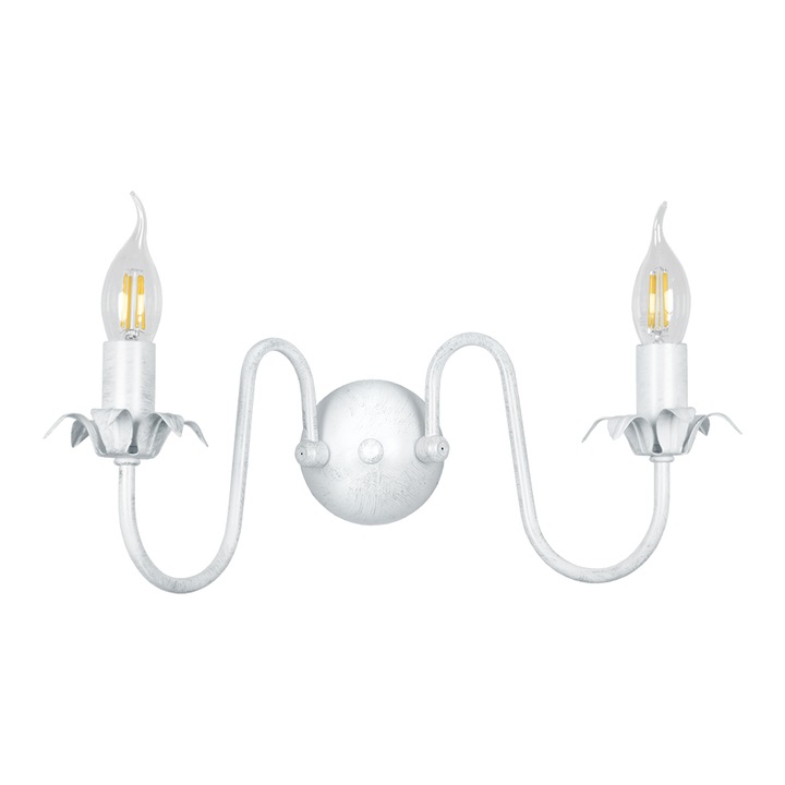 Аплик Lightstyle Антик, 2хЕ14, Бял/Сребро