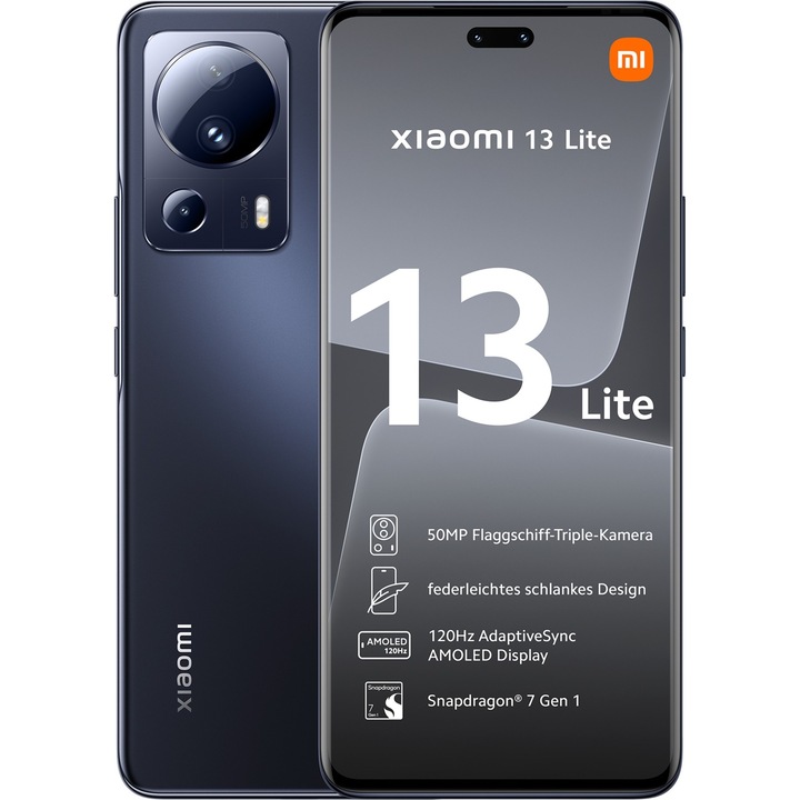 Telefon mobil Xiaomi 13 Lite, Dual SIM, 256GB, 8GB RAM, 5G, Black