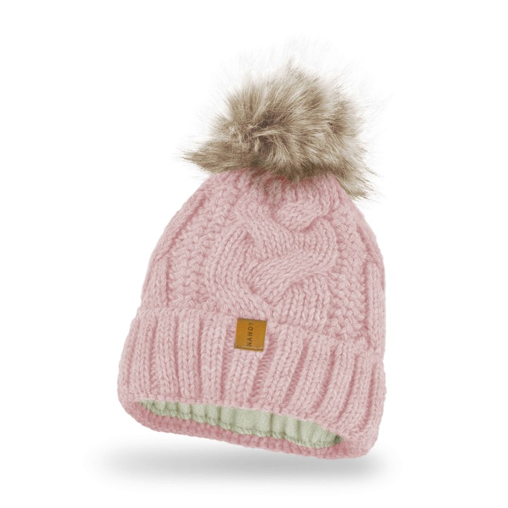 Caciula de iarna cu pompon, Pentru Femei, Nandy, Roz