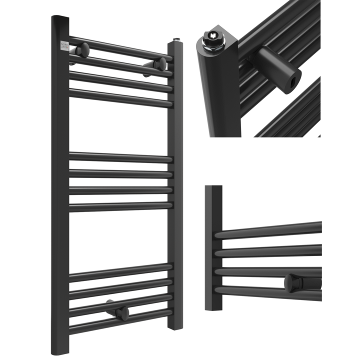 Radiator de baie, Granitan, Puerto, Apa, Distanta de conectare 35.5 cm, 311 W, 50x80 cm, Negru