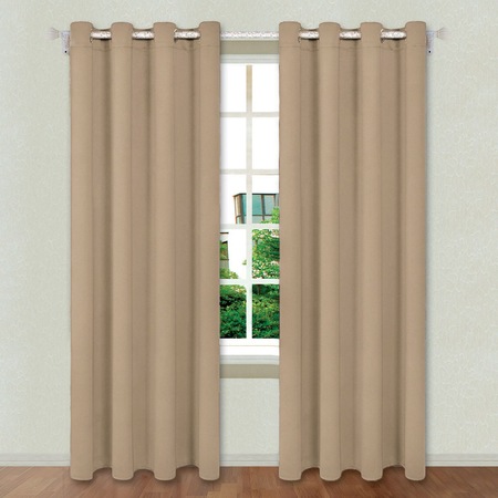 Draperie blackout, dormitor, cu inele, maro taupe, poliester, 140x260cm