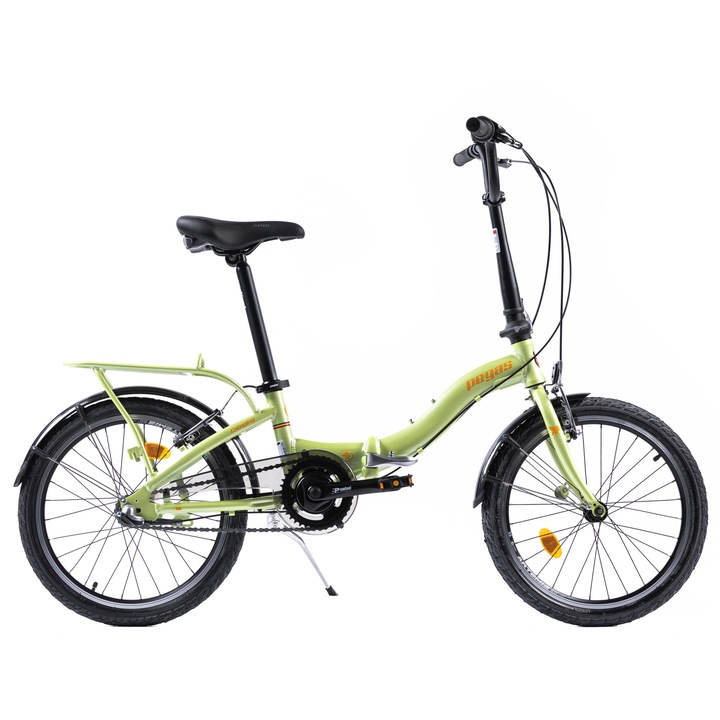 Велосипед Pegas Camping, 20 инча, Алуминий 3S, Зелен/Шам фъстък