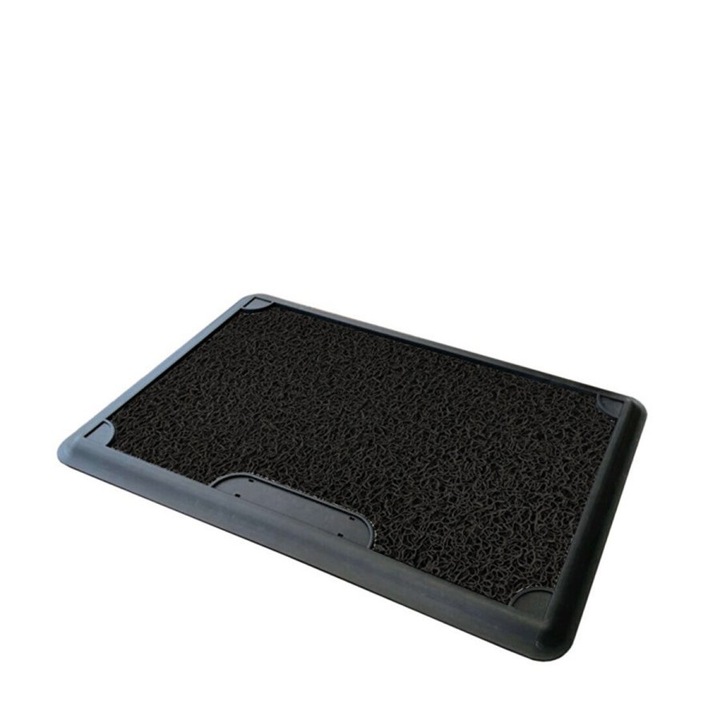 Covoras de intrare cu tava, trafic intens, vinil, 40x60cm, Chilai Home by Alessia, Negru