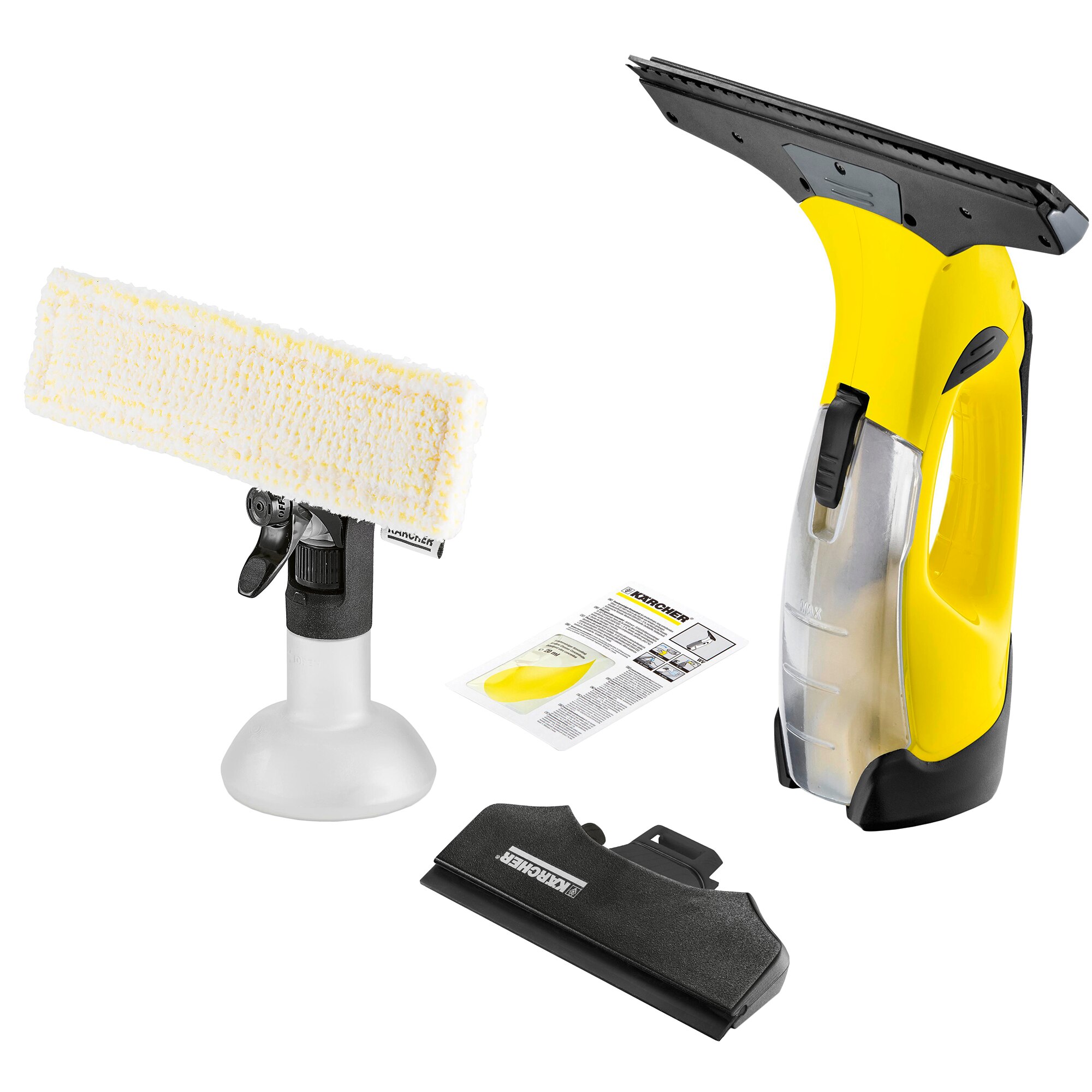 Aspirator de geamuri Karcher WV 5 Premium, 35 min, Rezervor apa 100 ml, Flacon 250 ml, Galben