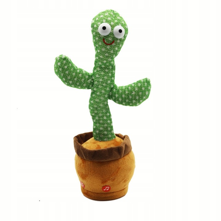 Jucarie interactiva pentru copii model cactus dansator, ROSFIX, Functie muzicala, Accesorii, Verde, 33 cm
