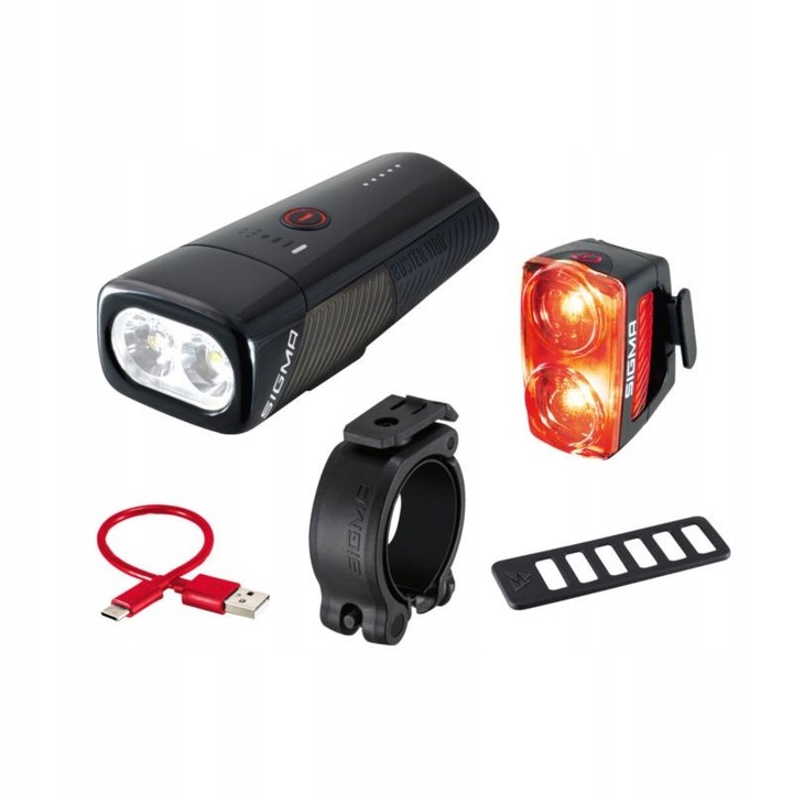 Set 2 lampi bicicleta, Sigma, 1100 lumeni, Negru