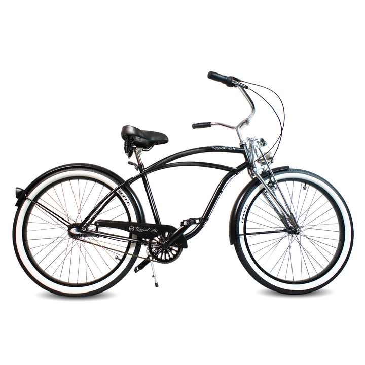 Bicicleta pentru barbati, Model city bike beach cruiser, Roti de 26 inch, Frane tip V, Negru, retro, shimano nexus 3, confortabil, ghidon larg, sa larga, RoyalBi