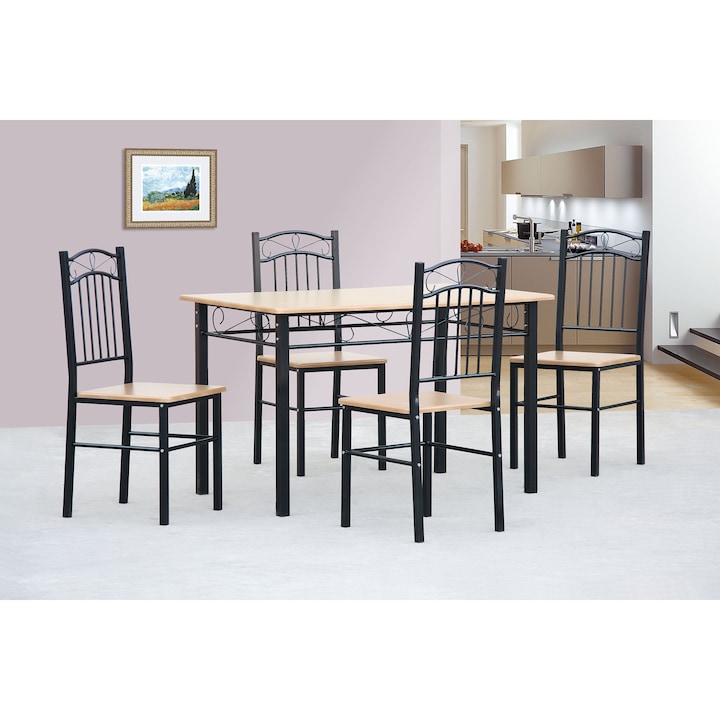 Kring Munchen Ebédlőasztal + 4 Szék, 110 x 70 x 75 cm, Sonoma