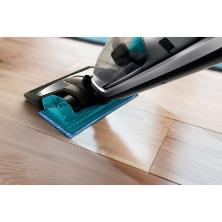 Aspirator vertical si mop portabil Philips PowerPro Aqua 3 in 1 FC6409/01, 25,2 V, 0.6l, perie mini turbo, Albastru