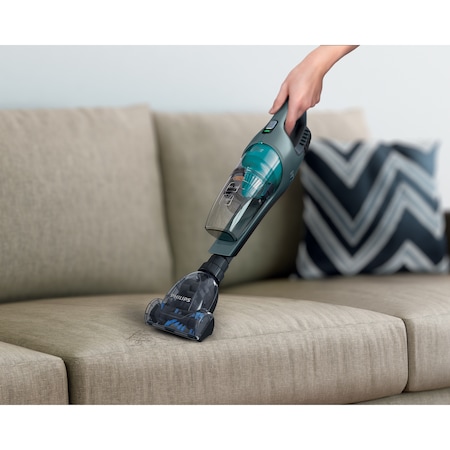 Aspirator vertical si mop portabil Philips PowerPro Aqua 3 in 1 FC6409/01, 25,2 V, 0.6l, perie mini turbo, Albastru