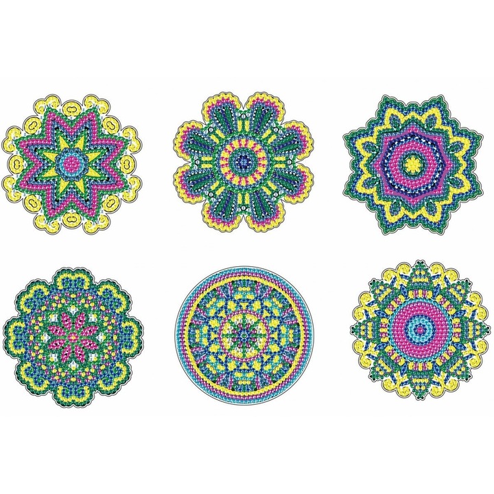 Set de broderie cu diamante 5d, Moments, 12 cm, Mandale 2, 6 buc