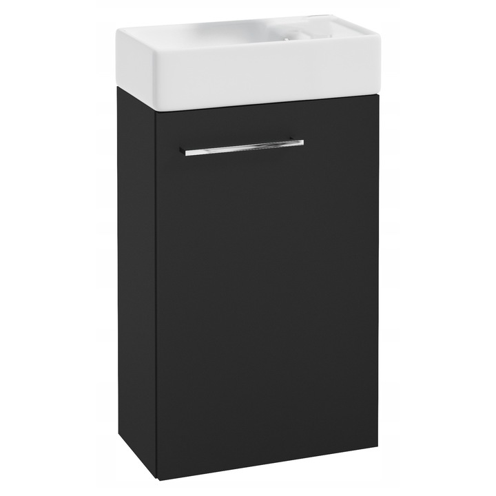 Set dulap/lavoar baie, DomoDomo, PAL, 60x40x21.3 cm, Negru/Alb