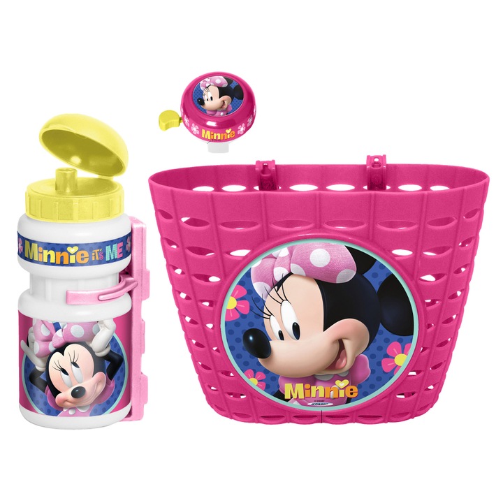 Cos pentru bicicleta copii, Minnie, Plastic, Roz