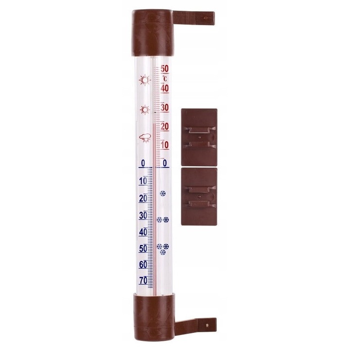 Тръбен термометър, Biotherm, пластмаса, 23 x 3 см, кафяв