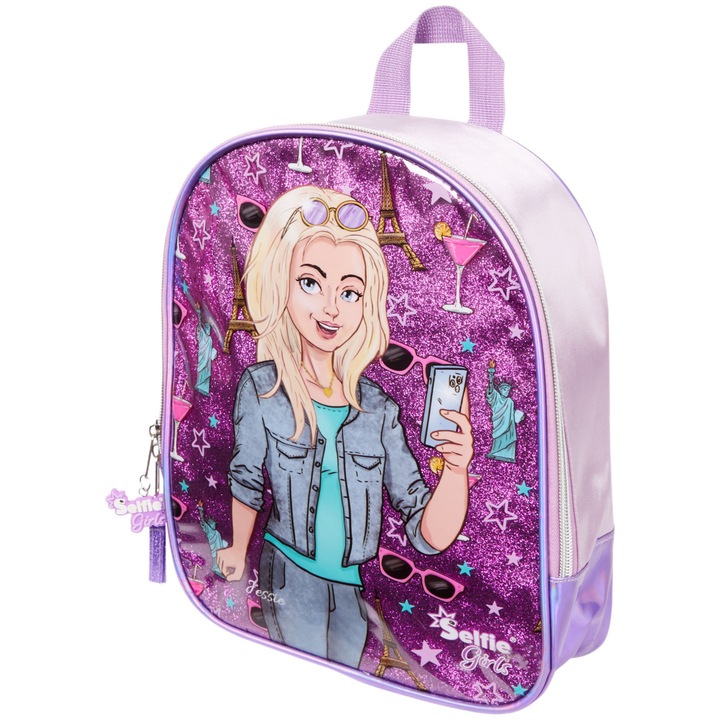 Rucsac copii, Selfie Girls Backpack, pentru prescolari, culoare mov, dimensiuni 29x21x10cm