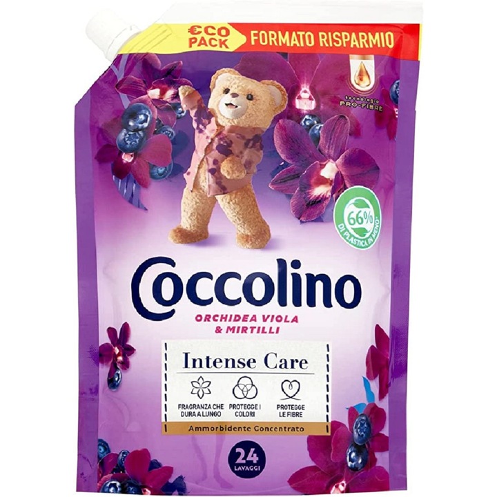 Balsam concentrat Coccolino pentru tesaturi orhidee, violete si afine in punga 600 ml