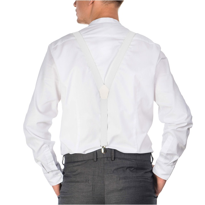 Тесни тиранти за панталон, Унисекс, Алесале, Бял