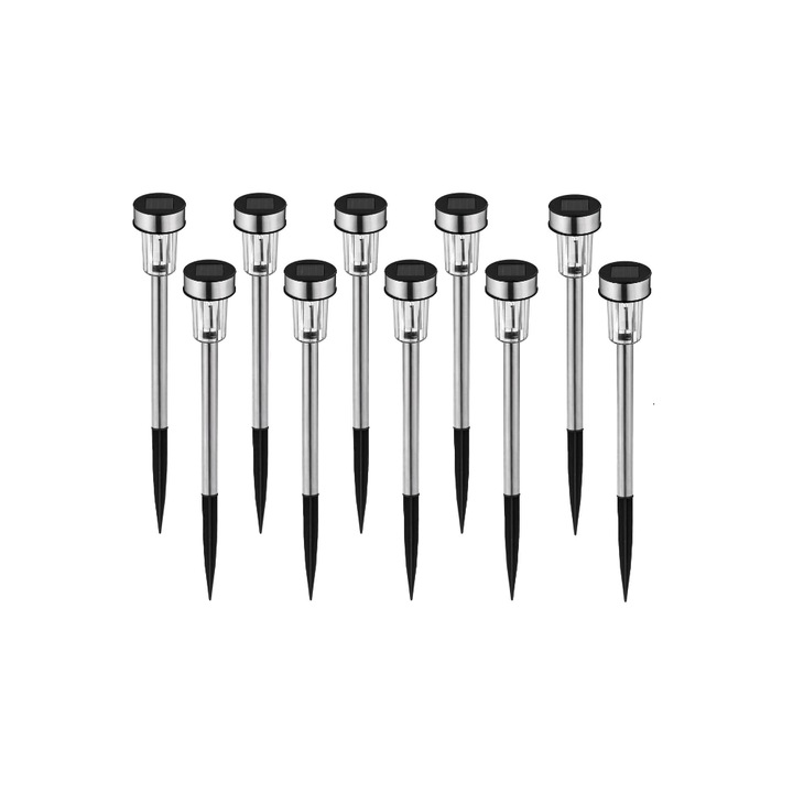 Set lampa solara de gradina, JRH, din plastic, tip tarus, 10 buc
