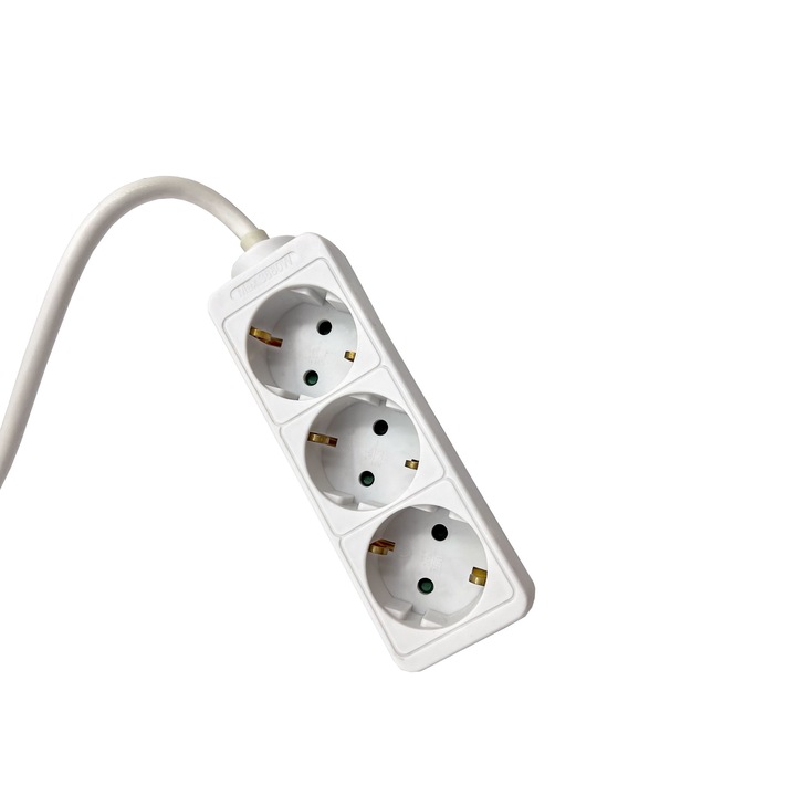 Удължител за кладенец, 3 гнезда, 1,5 м, кабел 3 х 1,5 мм, бял