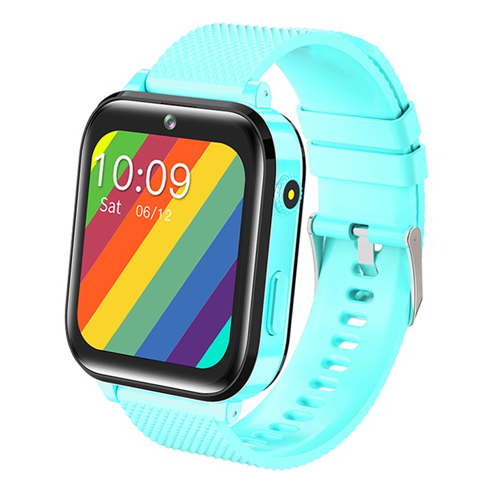 Ceas Smartwatch Pentru Copii YQT T27, Albastru cu Functii de monitorizare, Recunoastere faciala, Camera, Apelare video, SOS, Perimetru siguranta, Comunicare bidirectionala