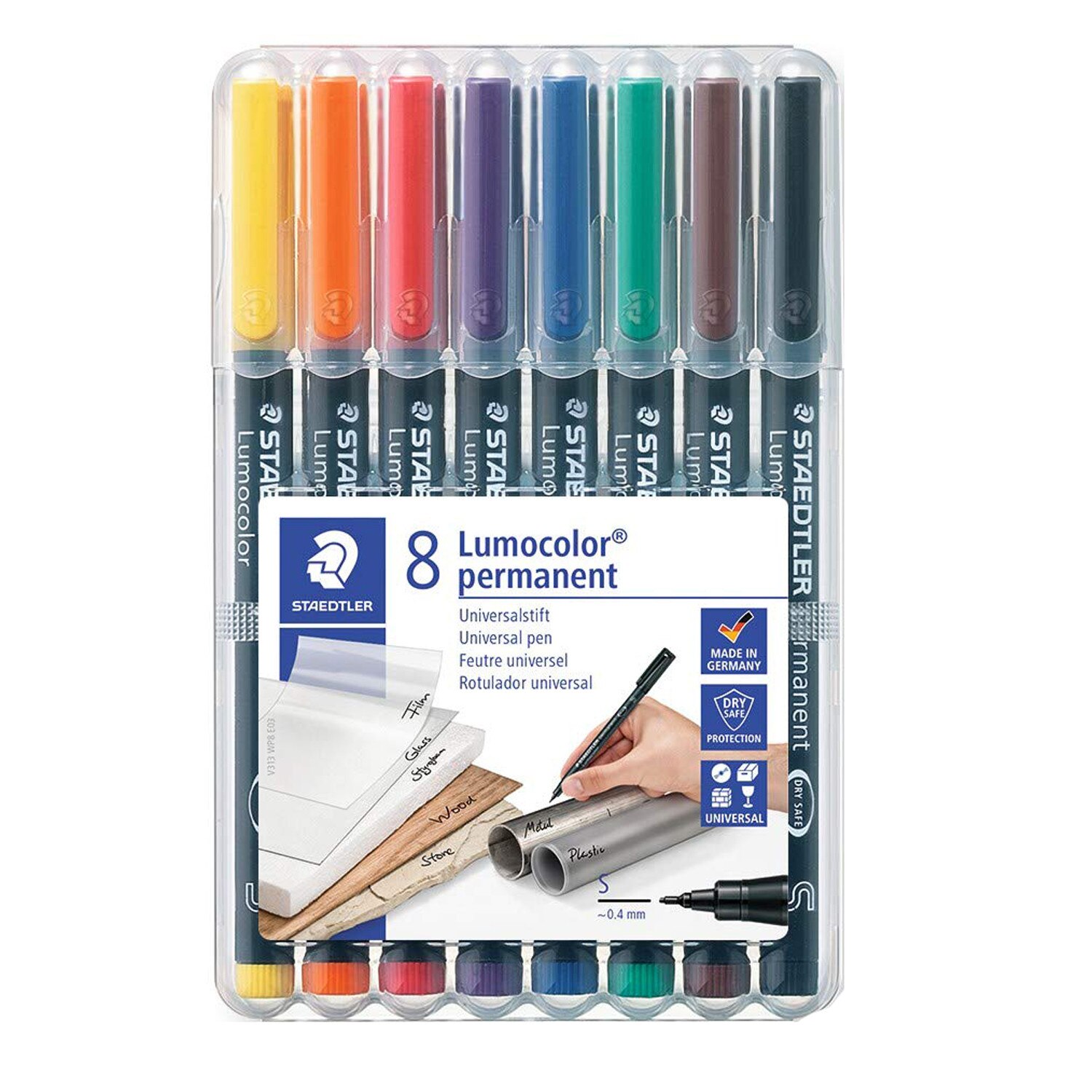 Set markere Lumocolor Staedtler 0.4 mm S permanent 8 culori ST-313-WP8