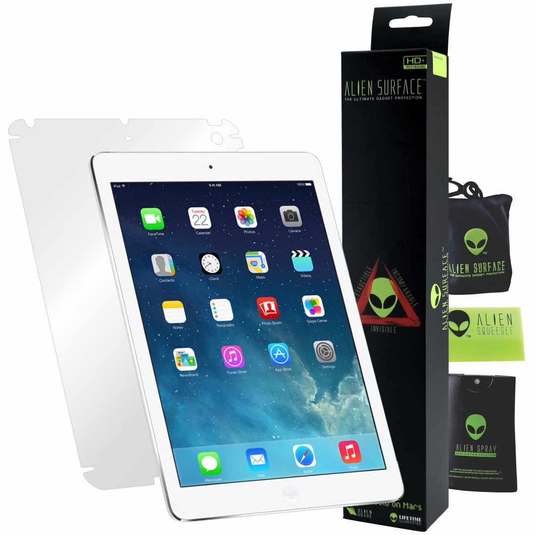 Folie Alien Surface HD, Apple iPad Air 2, protectie spate, laterale + Alien Fiber cadou