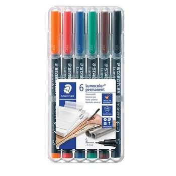 Set markere Lumocolor Staedtler 0.4 mm S permanent 6 culori ST-313-WP6 Set markere Lumocolor Staedtler 0.4 mm S permanent 6 culori ST-313-WP6