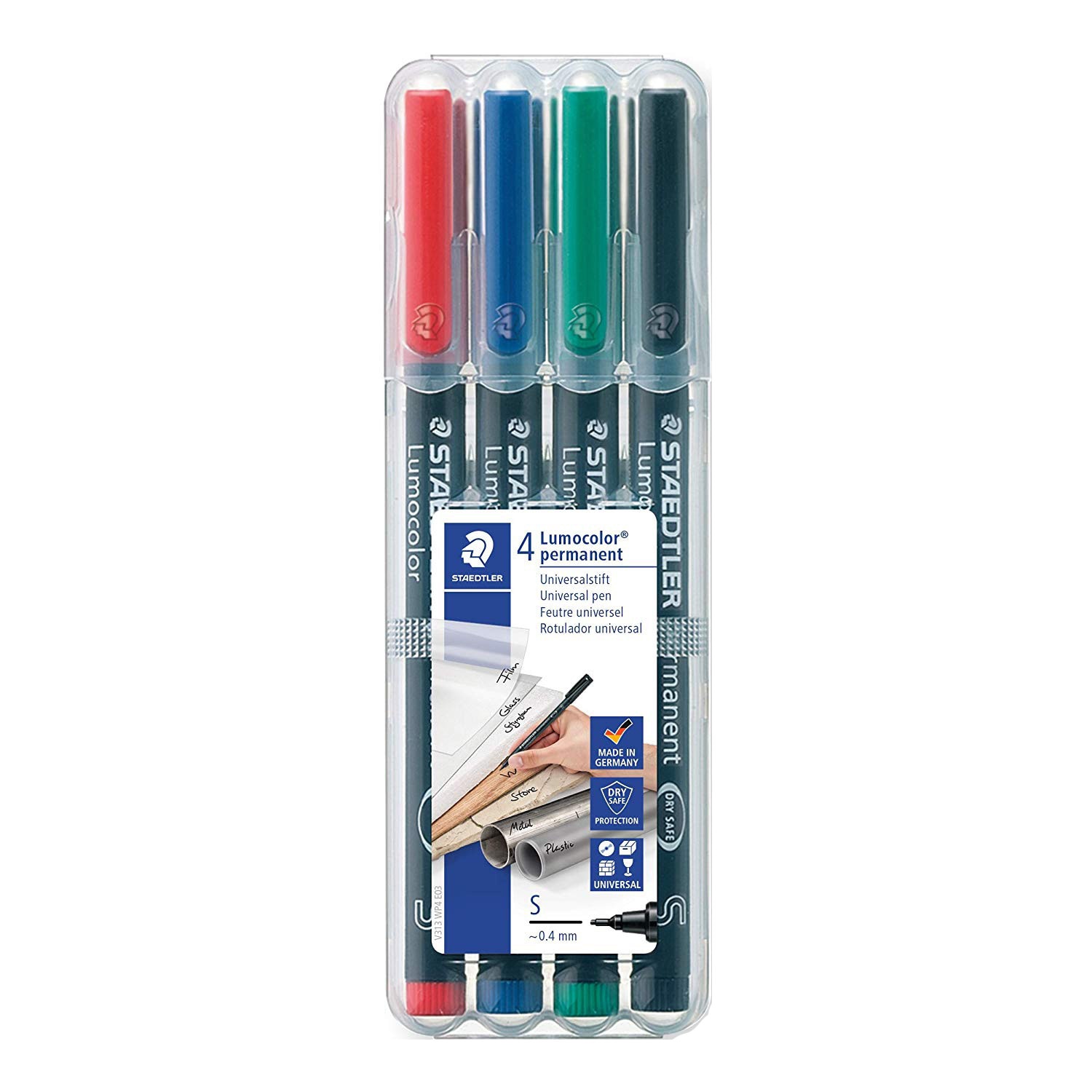 Set markere Lumocolor Staedtler 0.4 mm S permanent 4 culori ST-313-WP4