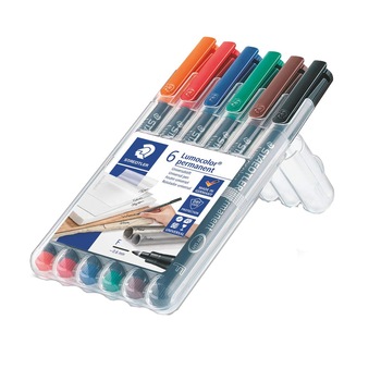 Marker permanent Staedtler Lumocolor 0.6 mm F 6 culori/set ST-318-WP6 Marker permanent Staedtler Lumocolor 0.6 mm F 6 culori/set ST-318-WP6