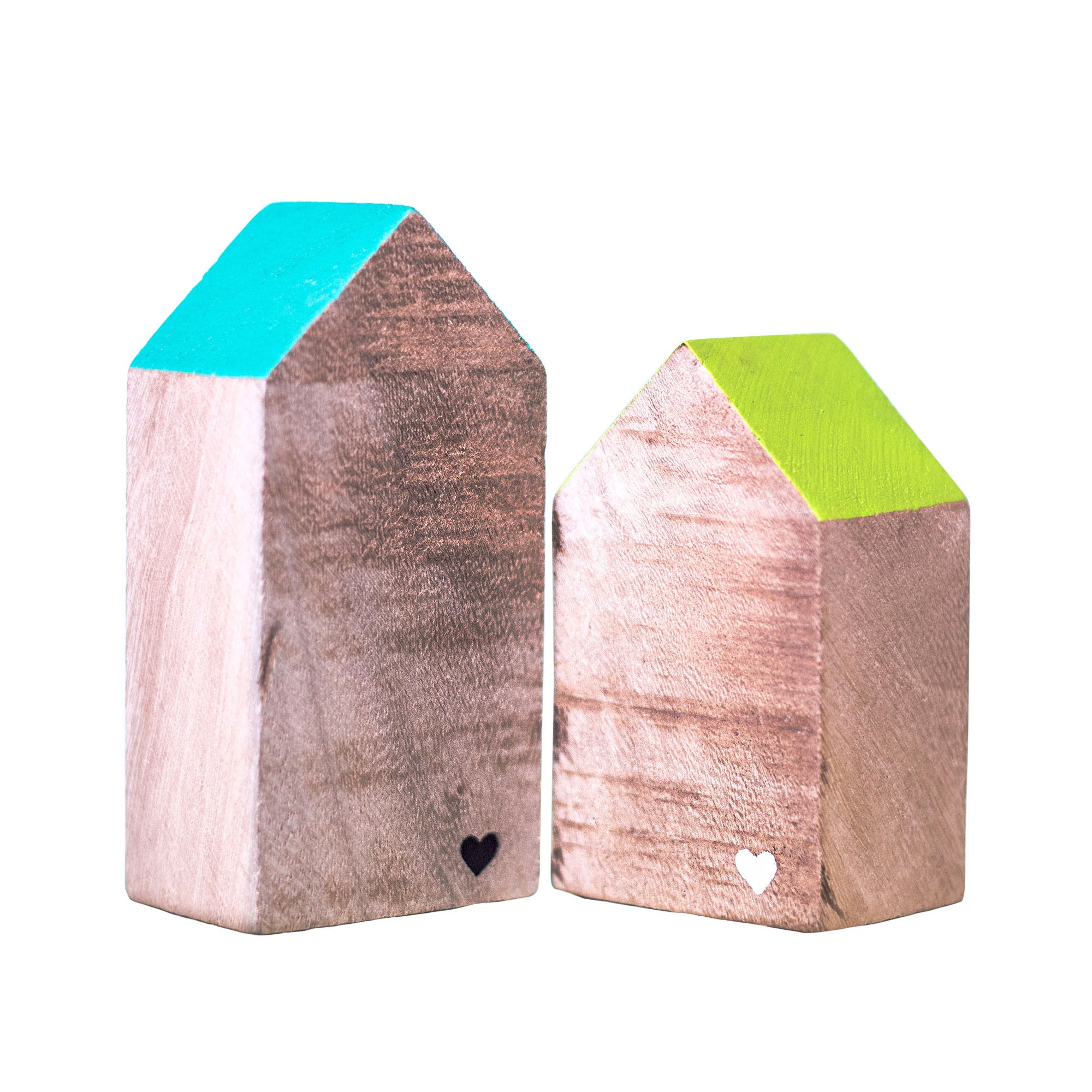 Set x 2, Suport pentru accesorii de birou, Deco-Box, Casute cu Inimioare, pictate manual, turcoaz, verde