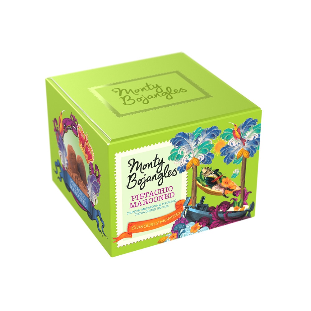 Trufe de ciocolata Pistachio Marooned Curious Truffles - cutie cu 100g trufe frantuzesti cu fistic