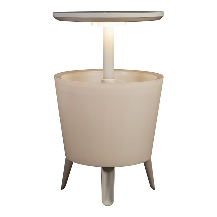 Разширяем градински минибар Keter Cool Bar Illuminated, 49.5x49.5x57-84.5 см, Пластмаса, Естествено осветление, Бял