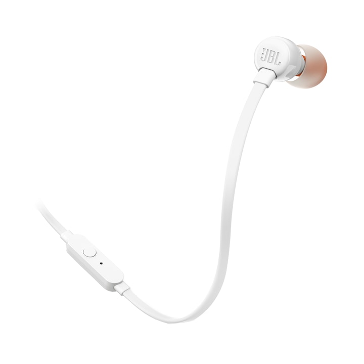 Аудио слушалки JBL T110, In-Ear, Микрофон, Бял