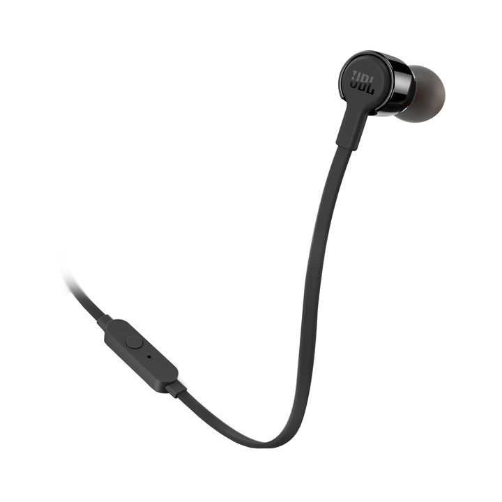 Аудио слушалки с кабел JBL T210, In-Ear, Микрофон, Черни/Black