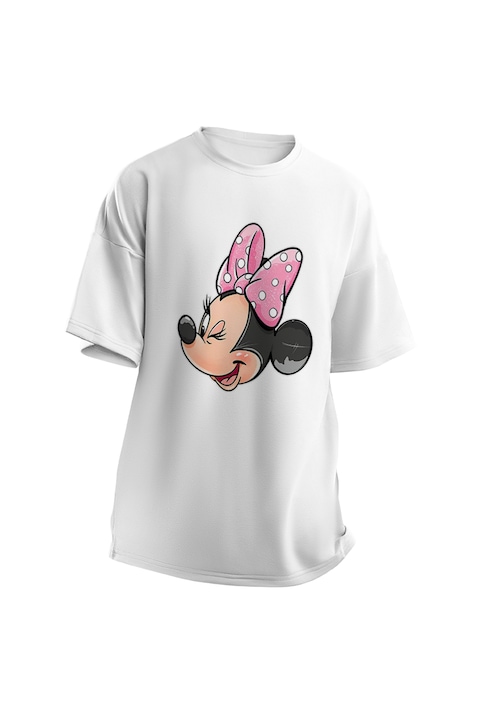 Tricou Femei, Prestige-Boutique Oversized, Disney, Minnie Mouse face cu ochiul, alb, L